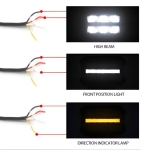 Far universal LED cu lumină albă și lumini de zi DRL alb-portocaliu 12V - 24V E-mark pentru camion, tractor, ATV, jeep, utilaje agricole și alte vehicule.