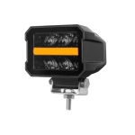 Far universal LED cu lumină albă și lumini de zi DRL roșu-portocaliu 12V - 24V E-mark pentru camion, tractor, ATV, jeep, utilaje agricole și alte vehicule.