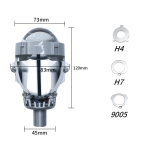 Kit 2x Lupe Bi-Led 2.5″ Faza scurta/Faza lunga, H4, H7, HB3, HB4, 9005, seria P10, 80W, 5500K, 7000lm, 12V