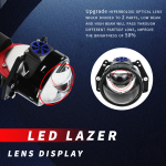 Kit 2x Lupe Bi-Led 3″ Faza scurta/Faza lunga, cu LASER, W60 P Seria, 130W, 6500K, 8000lm, 12V