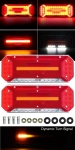 Set stânga și dreapta LED stopuri cu efect de neon și semnalizare intermitentă dinamică, cu 5 funcții, 12V 24V, 345mm X 130mm pentru autocar, camion, tir, remorcă, rulotă