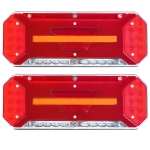 Set stânga și dreapta LED stopuri cu efect de neon și semnalizare intermitentă dinamică, cu 5 funcții, 12V 24V, 345mm X 130mm pentru autocar, camion, tir, remorcă, rulotă