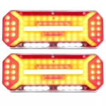 Set stânga și dreapta LED stopuri cu efect de neon și semnalizare intermitentă dinamică, cu 5 funcții, 12V 24V, 345mm X 130mm pentru autocar, camion, tir, remorcă, rulotă