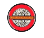 1 Bucată Stop LED Tip Hamburger cu Efect Neon Ø13cm 130mm 12V-24V cu 3 Funcții Stop, Pozitie și Semnalizare Dinamică pentru Camion, Remorcă, Microbuz, Rulotă, Camper, Van