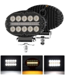 10 LED Halogen cu Lumină Albă și DRL Portocalie, 2000LM, 9-30V, Rezistent la Apă IP67 