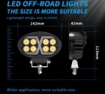 8 LED Halogen cu Lumină Albă și DRL Portocalie, 4000LM, 9-30V, Rezistent la Apă IP67 