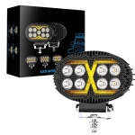 8 LED Halogen cu Lumină Albă și DRL Portocalie, 4000LM, 9-30V, Rezistent la Apă IP67 