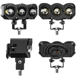 3 LED Halogen cu Lumină Spot, 3000LM, 9-60V, Rezistent la Apă IP68, Lumină Galbenă (Faruri scurte) + Lumină Albă (Faruri lungi), Potrivit pentru Motociclete