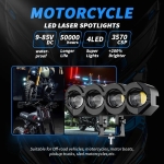 4 LED Halogen cu Lumină Spot, 4000LM, 9-85V, Rezistent la Apă IP68, Lumină Galbenă (Faruri scurte) + Lumină Albă (Faruri lungi), Potrivit pentru Motociclete