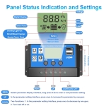 Controler Solar Inteligent de Încărcare PWM 20A cu Ecran LCD și Porturi USB – 12V / 24V pentru Sisteme Fotovoltaice