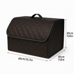 Organizator portbagaj auto Premium din piele ecologică – negru cu cusătură roșie – 40 x 30 x 30 cm