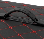 Organizator portbagaj auto Premium din piele ecologică – negru cu cusătură roșie – 40 x 30 x 30 cm