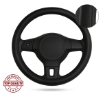 Husă universală perforată pentru volan din piele eco premium pentru automobil SUV dimensiune M 38 cm neagră