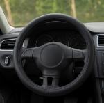 Husă universală pentru volan din piele eco premium neagră pentru automobil SUV dimensiune M 38 cm