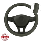 Husă universală pentru volan din piele eco premium gri pentru automobil SUV dimensiune M 38 cm