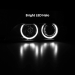 Faruri cu Angel Eyes pentru BMW E39 (1997–2003) Carcasă neagră, lentilă clară, becuri halogen