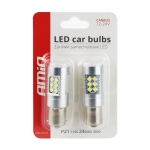 Becuri auto LED AMiO P21 1156 – 24 SMD 3030, CANBUS, 12-24V Alb (set 2 bucăți)