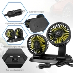 Ventilator dublu pentru masina, rotire 360 grade, 10W, 2 trepte de viteza si stickere pentru numar de telefon - 12V