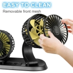 Ventilator dublu pentru masina, rotire 360 grade, 10W, 2 trepte de viteza si stickere pentru numar de telefon - 12V