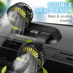 Ventilator dublu pentru masina, rotire 360 grade, 10W, 2 trepte de viteza si stickere pentru numar de telefon - 12V