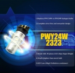 Set 2 becuri LED PW24W / PWY24W – 2323 SMD, lumina alba 6000K, 360°, 12–30V, Canbus