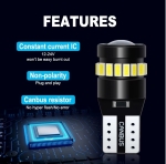 Set 2 becuri LED CANBUS T10 W5W – 3030+3014 SMD, lumina alba 6000K, 12–24V