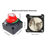 Contact general, Intrerupator rotativ baterie auto, rezistent la apa IP66, 12–48V, 275A, Negru/Rosu