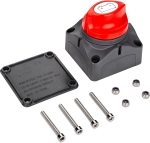 Contact general, Intrerupator rotativ baterie auto, rezistent la apa IP66, 12–48V, 275A, Negru/Rosu