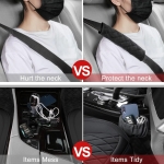 Set de 2 Huse Auto Impermeabile pentru Scaunele Masinii, cu Buzunar de Depozitare si Pernite pentru Centura de Siguranta - Negru