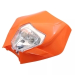 Carena si far fata pentru motociclete, portocalie, cu faza scurta si lunga – Model universal pentru ENDURO / Trail / Streetfighter