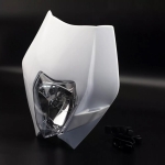 Carena si far fata pentru motociclete, alba, cu faza scurta si lunga – Model universal pentru ENDURO / Trail / Streetfighter