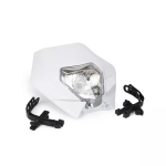 Carena si far fata pentru motociclete, alba, cu faza scurta si lunga – Model universal pentru ENDURO / Trail / Streetfighter