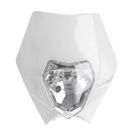 Carena si far fata pentru motociclete, alba, cu faza scurta si lunga – Model universal pentru ENDURO / Trail / Streetfighter