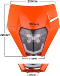 Carena si far LED fata pentru motociclete, portocalie, cu faza scurta si lunga – Model universal pentru ENDURO / Trail / Streetfighter