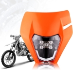 Carena si far LED fata pentru motociclete, portocalie, cu faza scurta si lunga – Model universal pentru ENDURO / Trail / Streetfighter