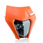 Carena si far LED fata pentru motociclete, portocalie, cu faza scurta si lunga – Model universal pentru ENDURO / Trail / Streetfighter