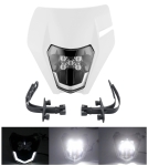 Carena si far LED fata pentru motociclete, Alba, cu faza scurta si lunga – Model universal pentru ENDURO / Trail / Streetfighter