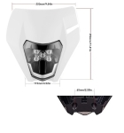 Carena si far LED fata pentru motociclete, Alba, cu faza scurta si lunga – Model universal pentru ENDURO / Trail / Streetfighter