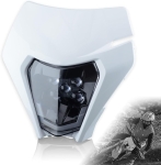 Carena si far LED fata pentru motociclete, Alba, cu faza scurta si lunga – Model universal pentru ENDURO / Trail / Streetfighter