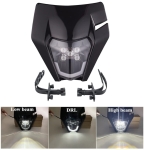 Carena si far LED fata pentru motociclete, Negru, cu faza scurta si lunga – Model universal pentru ENDURO / Trail / Streetfighter