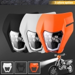 Carena si far LED fata pentru motociclete, Negru, cu faza scurta si lunga – Model universal pentru ENDURO / Trail / Streetfighter