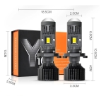 Set Becuri auto LED cu lupa, Y10 H7, 200%, 50W 6400LM, 6000K, 360° Canbus - 12V