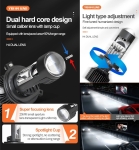 Set Becuri auto LED cu lupa, Y10 H7, 200%, 50W 6400LM, 6000K, 360° Canbus - 12V