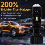 Set Becuri auto LED cu lupa, Y10 H7, 200%, 50W 6400LM, 6000K, 360° Canbus - 12V