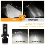 Set Becuri auto LED cu lupa, Y10 H4, 200%, 60W 6400LM, 6000K, 360° Canbus - 12V