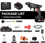 Pistol cu apa de inalta presiune pentru spalatorie auto, Portabil, alimentat cu baterie cu litiu, 2000W 90BAR