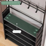 Cuier cu pantofar metalic cu 5 rafturi 80 x 26 x 170 cm - Negru
