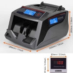 Masina de numarat bani, Detectare bancnote prin UV, MG, Aparat de numarat banii cu display propriu si extern, Display LCD color, 1000 bancnote/min, Husa inclusa, Gri