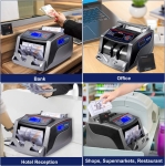 Masina de numarat bani, Detectare bancnote prin UV, MG, Aparat de numarat banii cu display propriu si extern, Display LCD color, 1000 bancnote/min, Husa inclusa, Gri