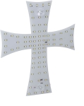 Cruce luminoasa Alb autoturism si camion, 84 LED-uri, 12-24V prindere cu ventuze, 23 x 25 cm